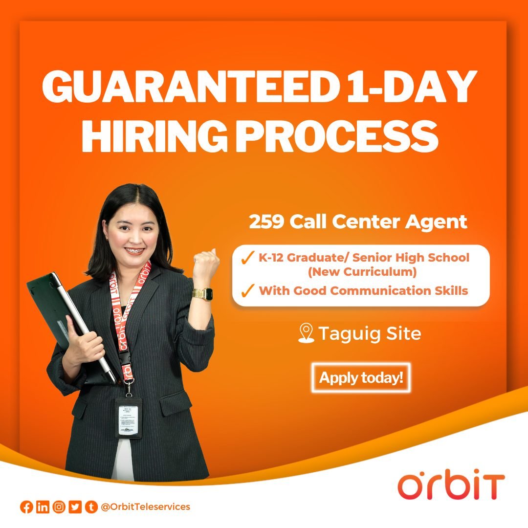 259 Call Center Agent Guaranteed 1 Day Hiring Process Orbit Teleservices