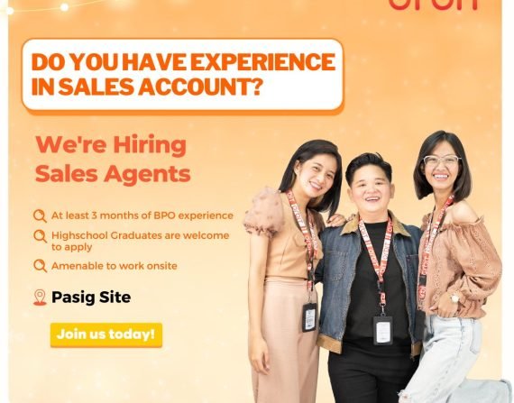 We're Hiring Sales Agent Representative - Pasig site