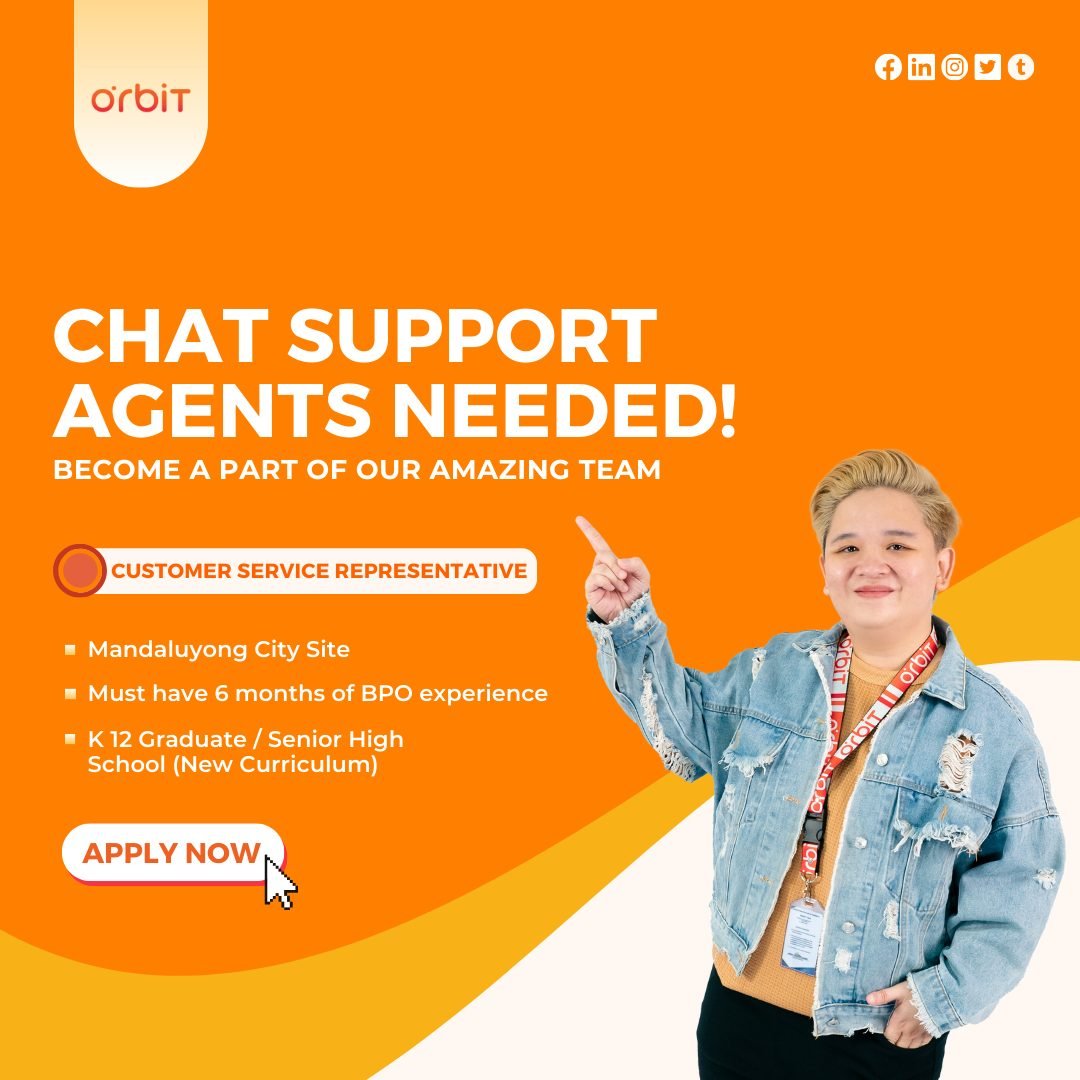 Limited slots for CHAT SUPPORT AGENT